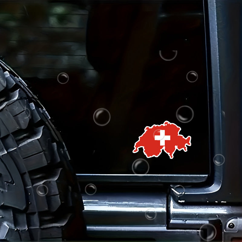 Autocollant Vinyle Carte du Drapeau Suisse