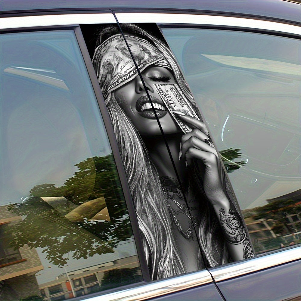 2pcs Autocollants Voiture Money Girl – Vinyle Mat, Étanches et Antirayures