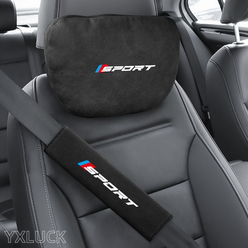 Coussins appui-tête et protège-épaules assortis pour ceinture de sécurité BMW