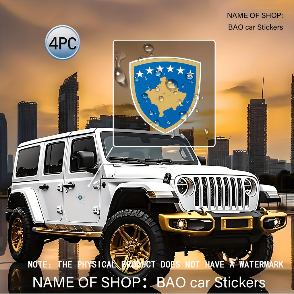 Set 4 Autocollants Blason du Kosovo