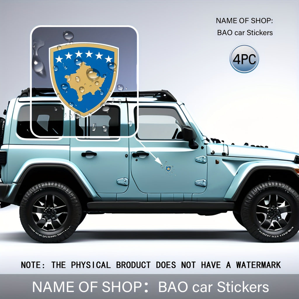 Set 4 Autocollants Blason du Kosovo
