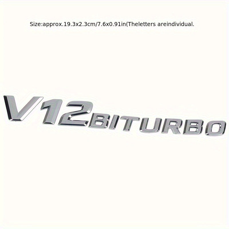 Sticker latéral automobile en ABS électroplaqué V12 BITURBO