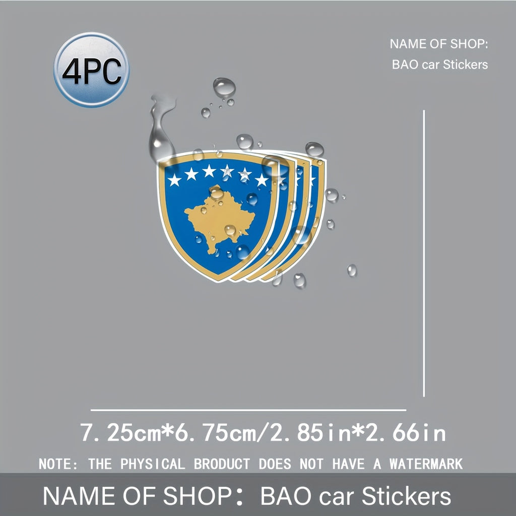 Set 4 Autocollants Blason du Kosovo