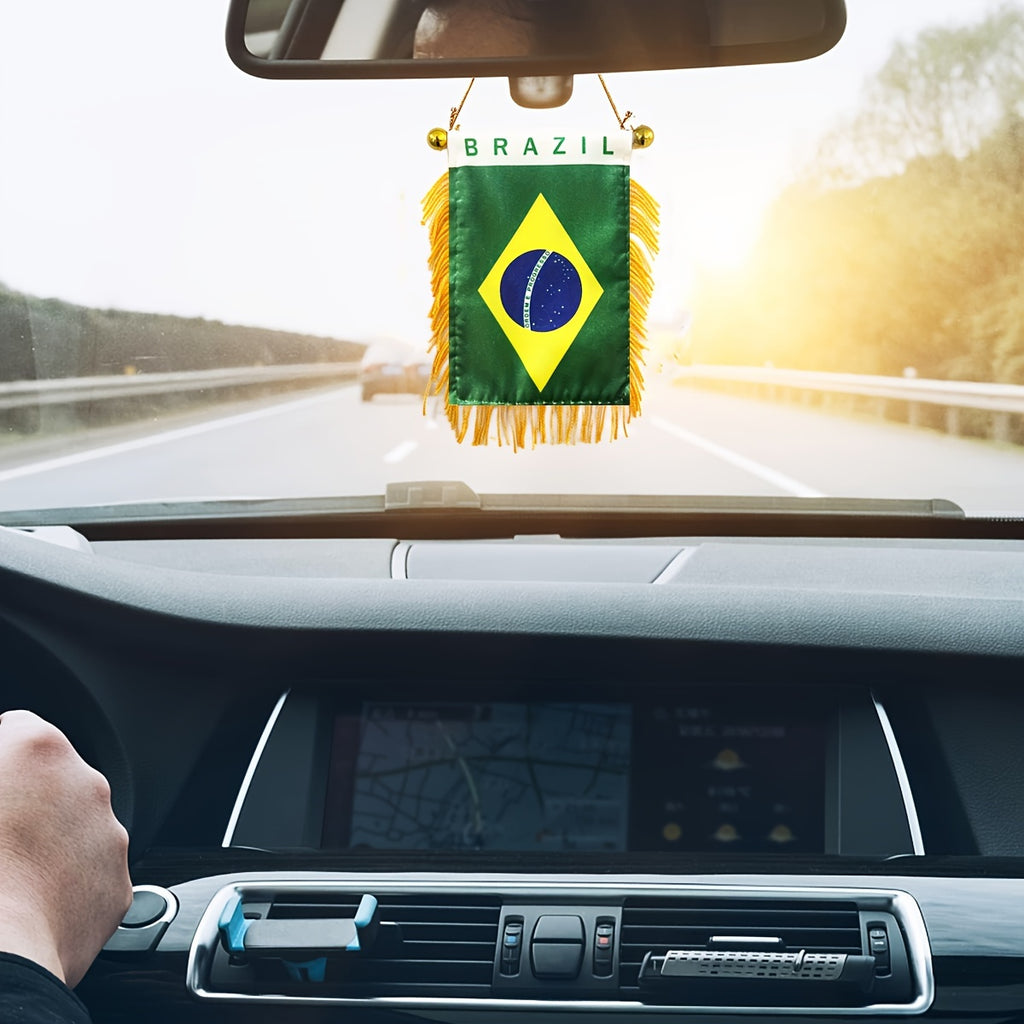 2 Mini Drapeaux Brésiliens à Suspendre pour Voiture