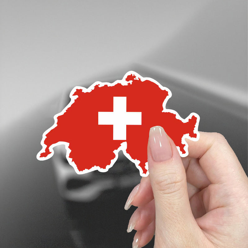 Autocollant Vinyle Carte du Drapeau Suisse
