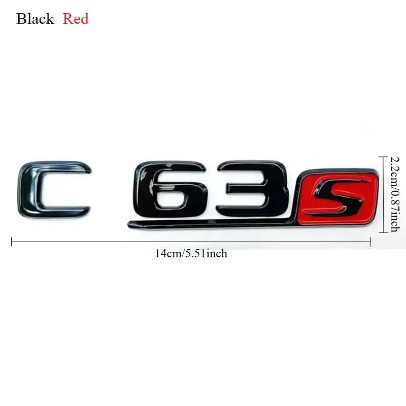 Badge de Coffre 3D ABS Noir Brillant et Rouge-Noir C63S