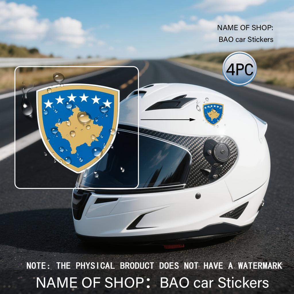 Set 4 Autocollants Blason du Kosovo