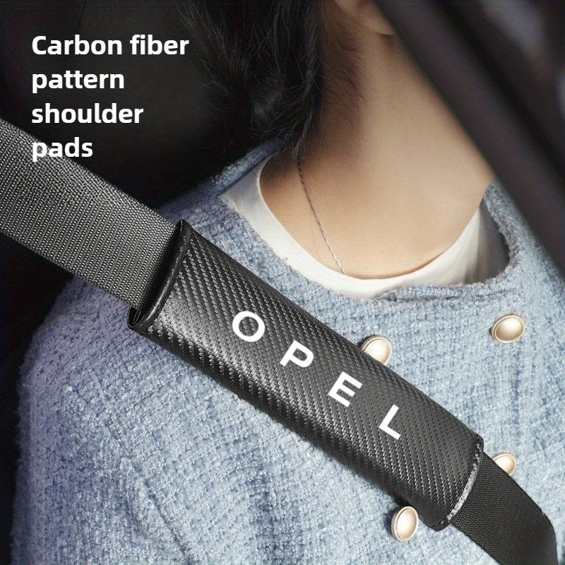 Protecteur de ceinture de sécurité OPEL en simili cuir effet carbone