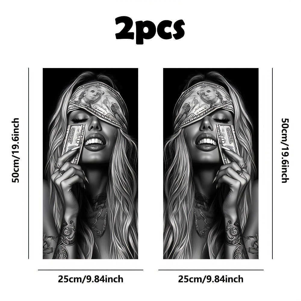 2pcs Autocollants Voiture Money Girl – Vinyle Mat, Étanches et Antirayures