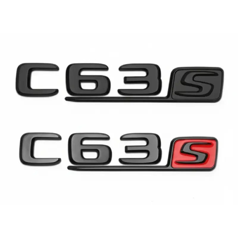 Badge de Coffre 3D ABS Noir Brillant et Rouge-Noir C63S