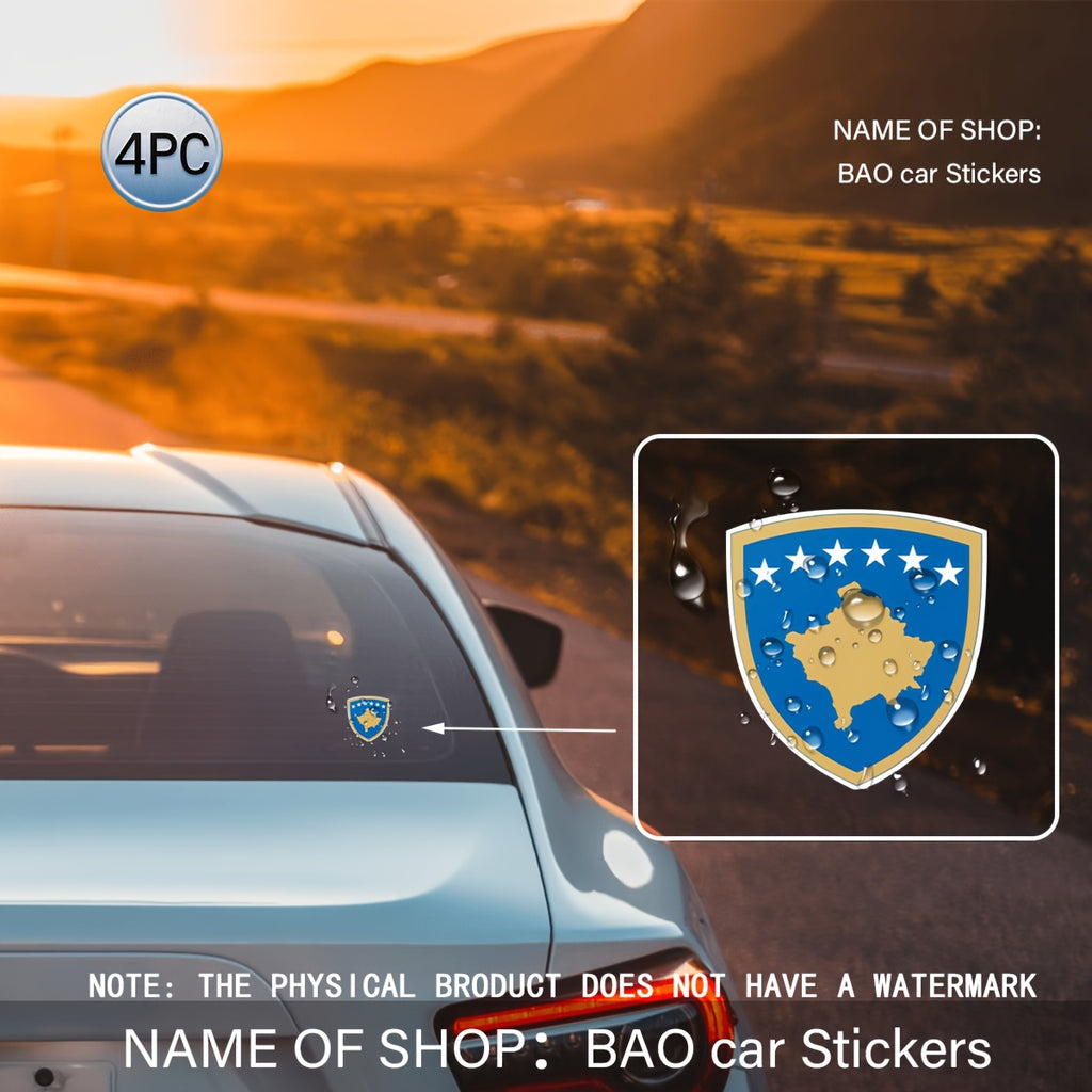 Set 4 Autocollants Blason du Kosovo