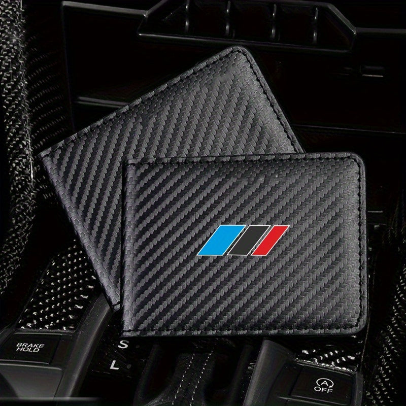 Porte-carte de conducteur motif fibre de carbone