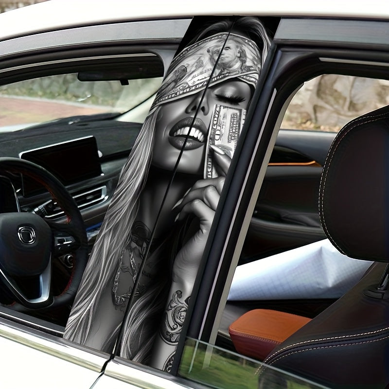 2pcs Autocollants Voiture Money Girl – Vinyle Mat, Étanches et Antirayures