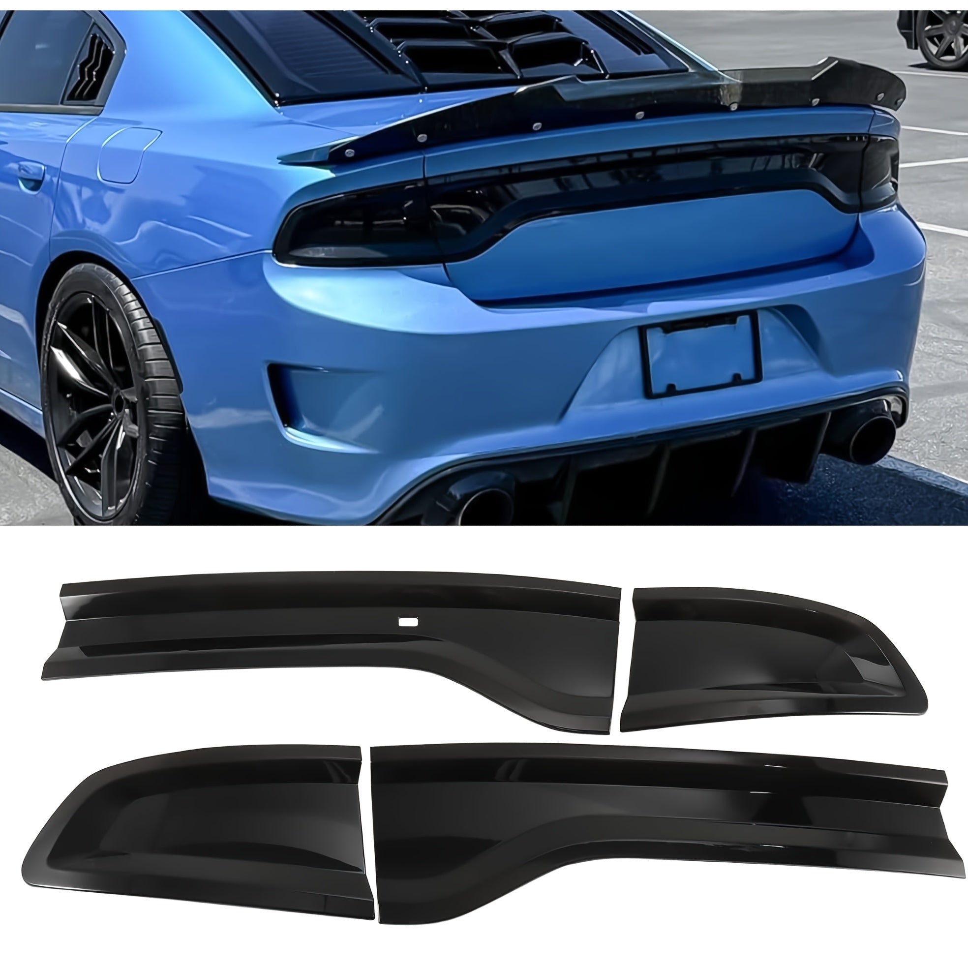 Set 4 Cache Feux Arrière Teintés Noir pour Dodge Charger