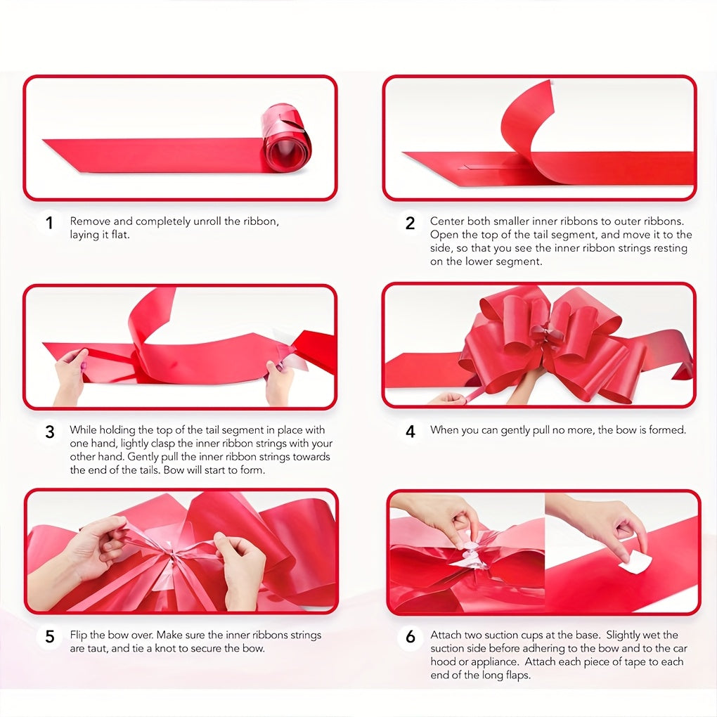 Grand Nœud Rouge pour Voiture – Décoration Cadeau Moderne en Plastique