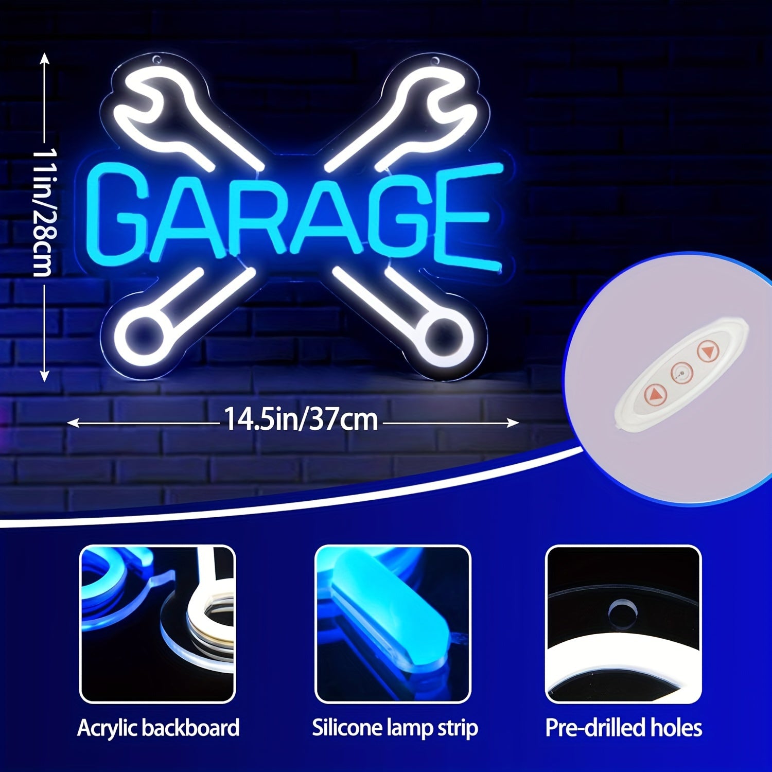 Néon LED Garage Bleu USB