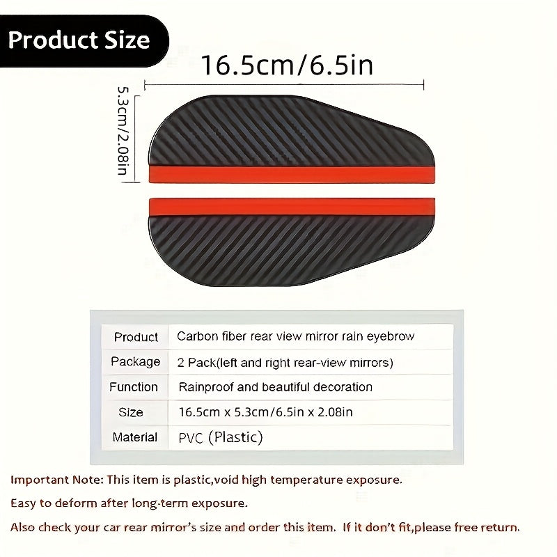 Paire de Déflecteurs de Pluie pour Rétroviseur de Voiture