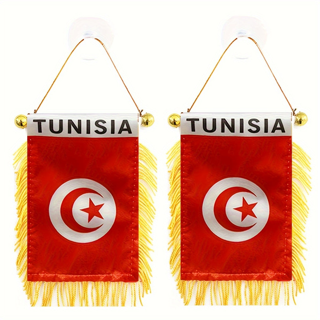 2 Mini Drapeaux Tunisiens à Suspendre pour Voiture