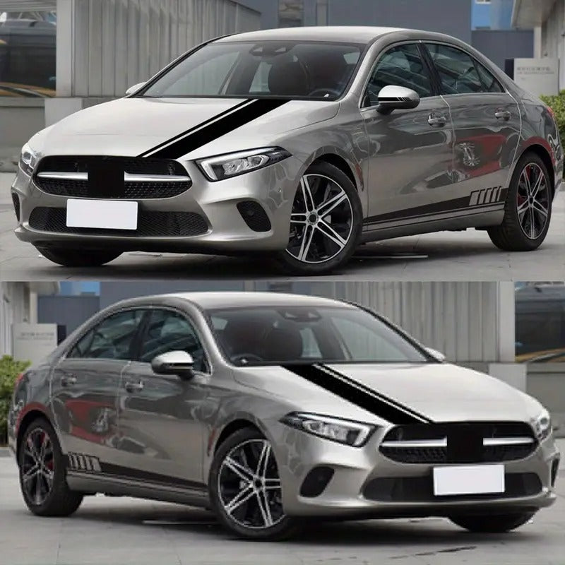 Autocollants Vinyle Course Noir et Blanc