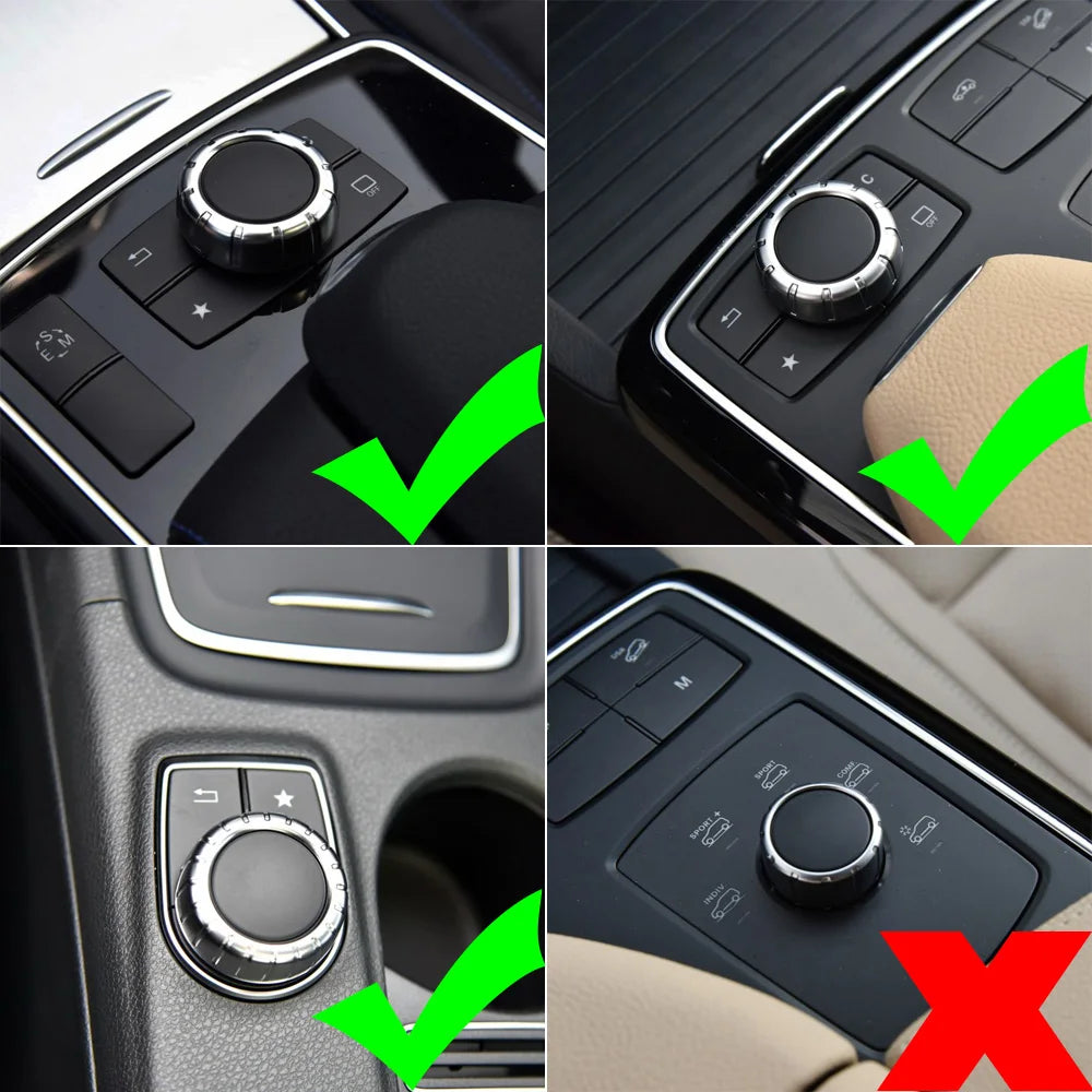 Couvercle de décoration pour bouton multimédia de console centrale en aluminium Mercedes Benz