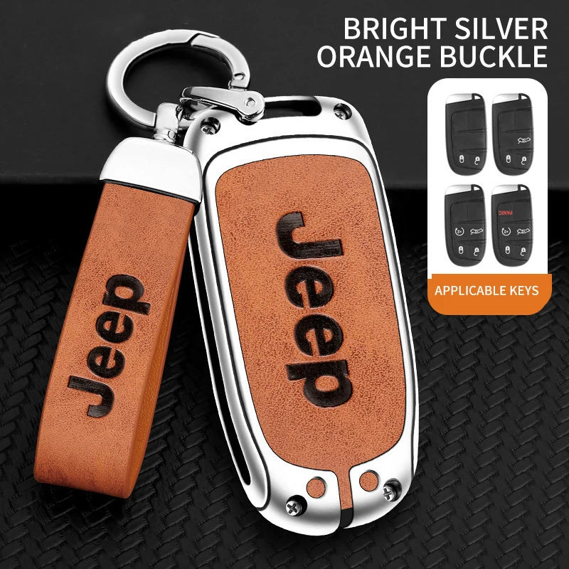 Coque de clé en alliage de zinc et cuir pour Jeep et Chrysler – Protection élégante et résistante