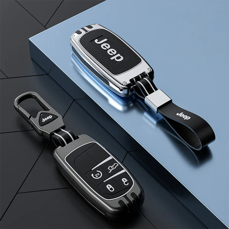 Coque de clé intelligente en alliage de zinc et silicone pour Jeep