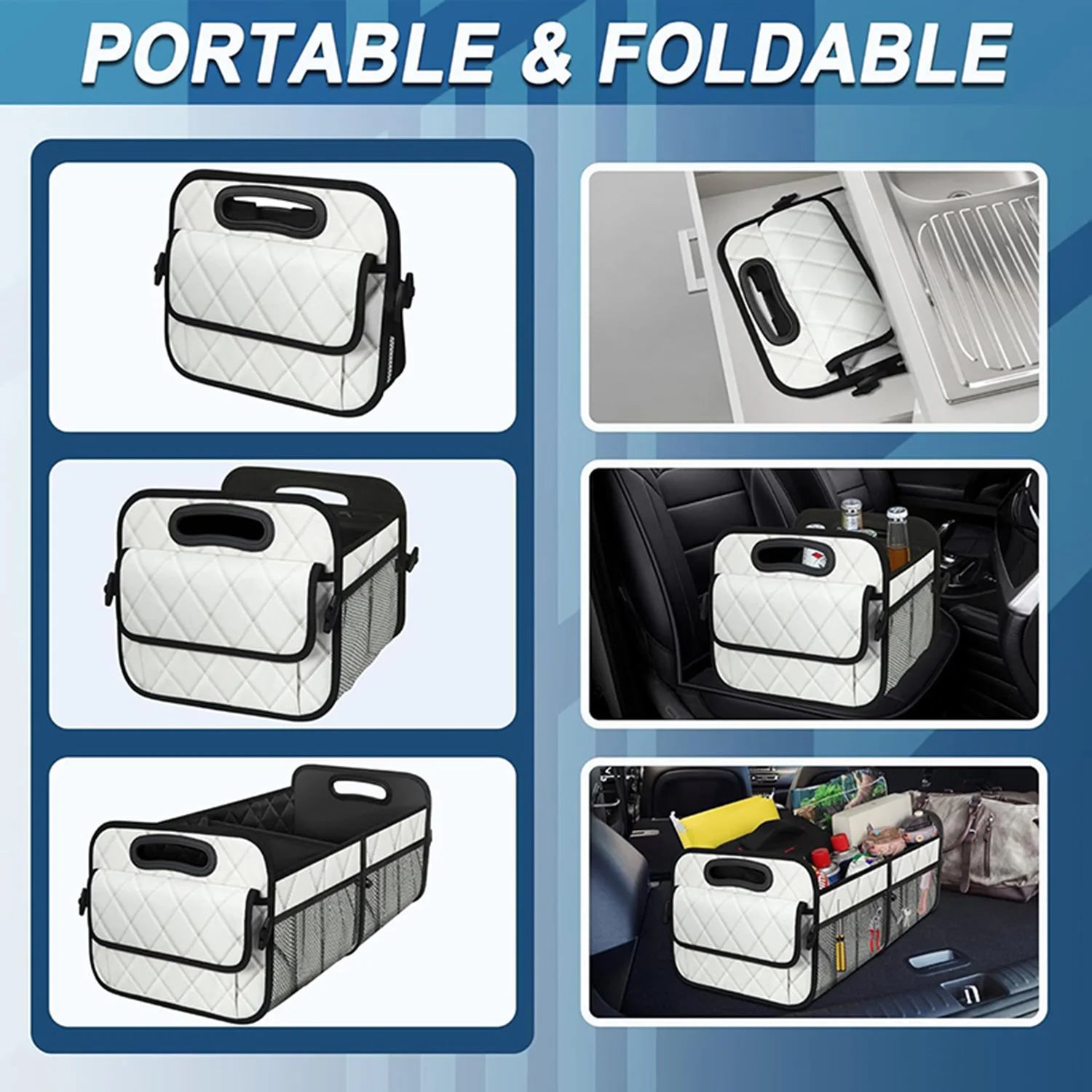 Organisateur de coffre pliable pour voiture 6 poches accessoires auto