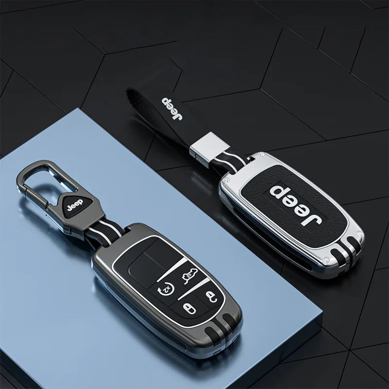 Coque de clé intelligente en alliage de zinc et silicone pour Jeep