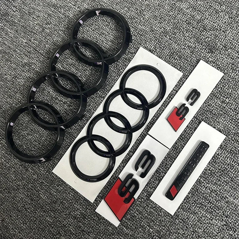 Logo Avant et Arrière Audi S3 Noir Brillant