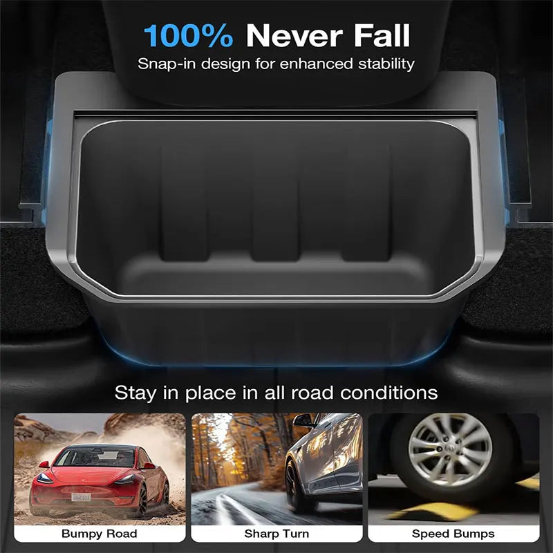 Boîte de Rangement Arrière avec Couvercle Antidérapant pour Tesla Model Y