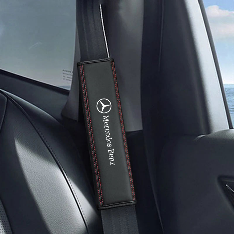 Couvre ceinture de sécurité en cuir Nappa 2 pièces pour Mercedes-Benz