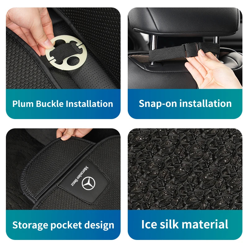 Coussin de siège auto antidérapant en soie glacée pour Mercedes-Benz