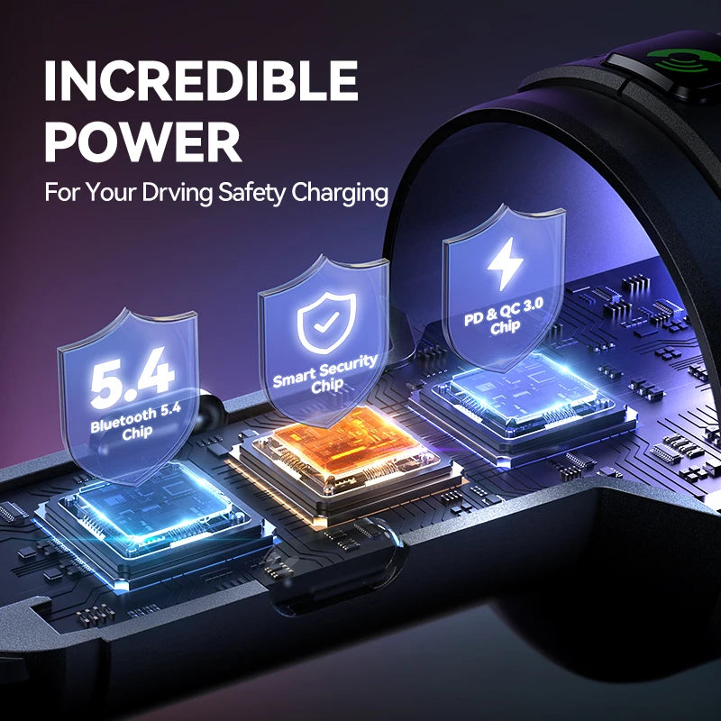 JOYROOM 60W Bluetooth 5.4 FM Transmitter PD QC 3.0 Super Fast Car Charger