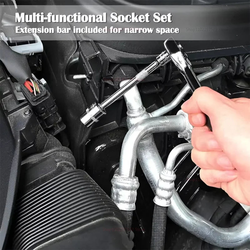 12 Pièces Set de Clés à Douille avec Cliquet Rapide 1/4"