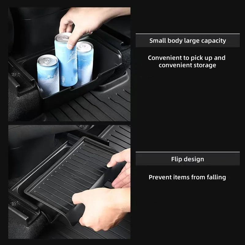 Boîte de Rangement Arrière avec Couvercle Antidérapant pour Tesla Model Y