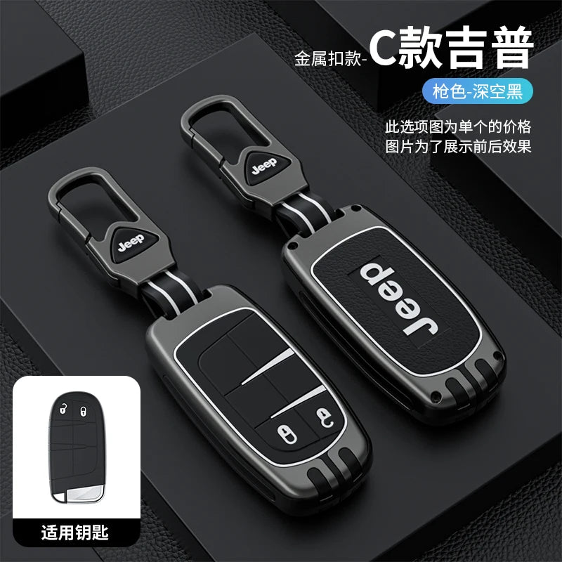 Coque de clé intelligente en alliage de zinc et silicone pour Jeep