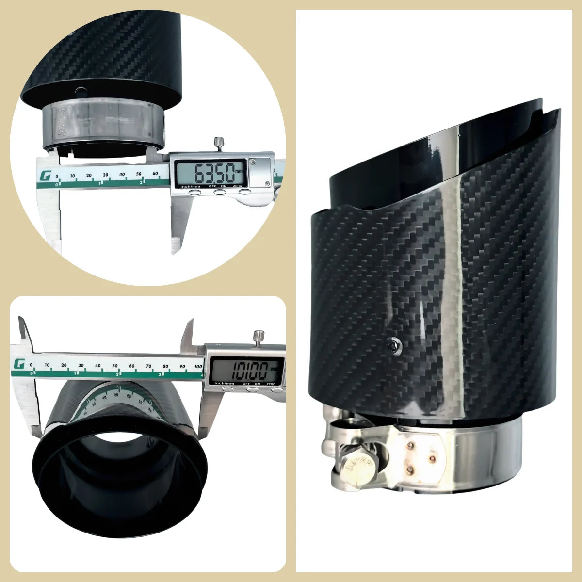 Embout d’échappement universel carbone et acier inox brillant