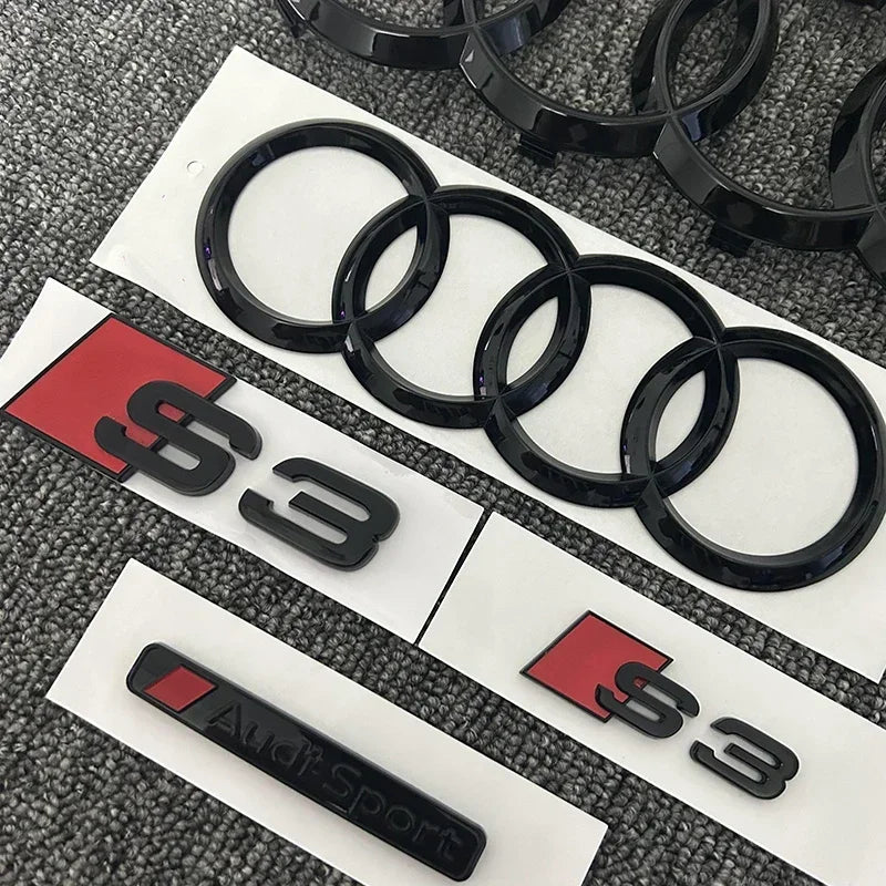Logo Avant et Arrière Audi S3 Noir Brillant