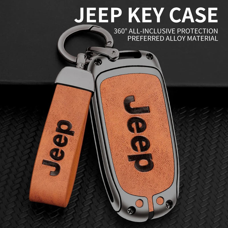 Coque de clé en alliage de zinc et cuir pour Jeep et Chrysler – Protection élégante et résistante