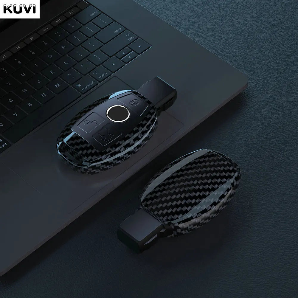 Coque de clé en ABS fibre de carbone pour Mercedes-Benz – Protection élégante