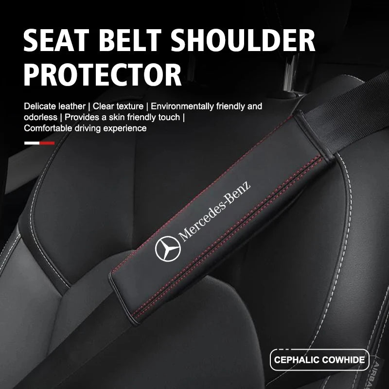 Couvre ceinture de sécurité en cuir Nappa 2 pièces pour Mercedes-Benz