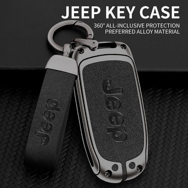 Coque de clé en alliage de zinc et cuir pour Jeep et Chrysler – Protection élégante et résistante