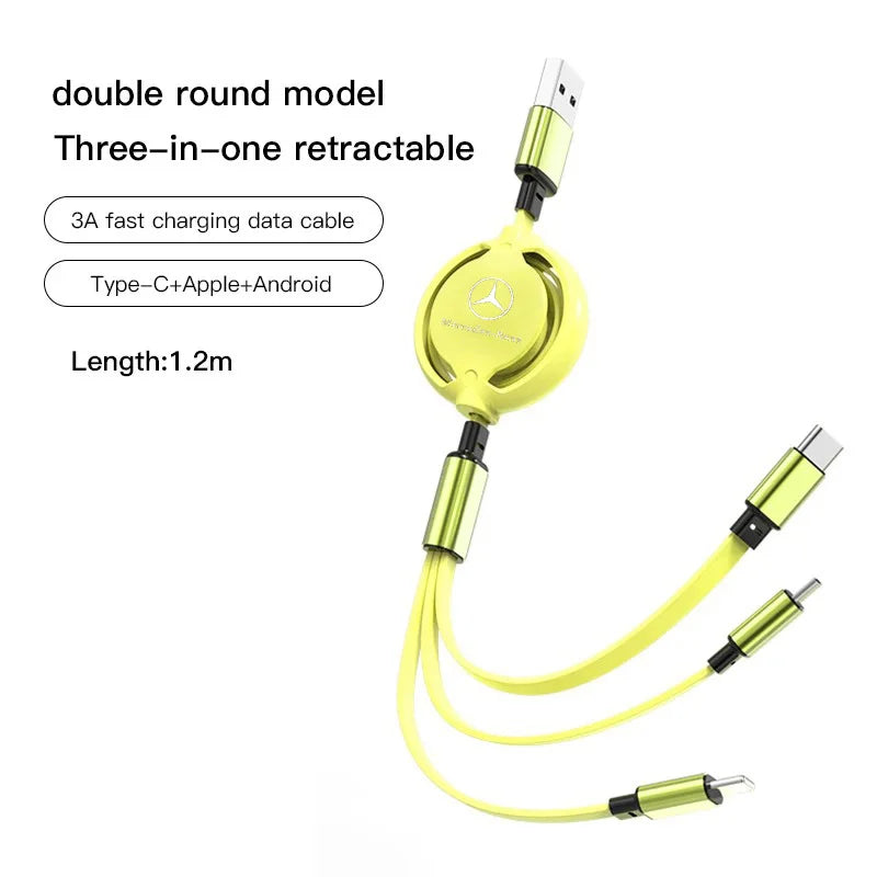 Câble de charge rétractable 3 en 1 - 100W pour Mercedes-Benz