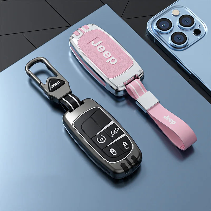 Coque de clé intelligente en alliage de zinc et silicone pour Jeep