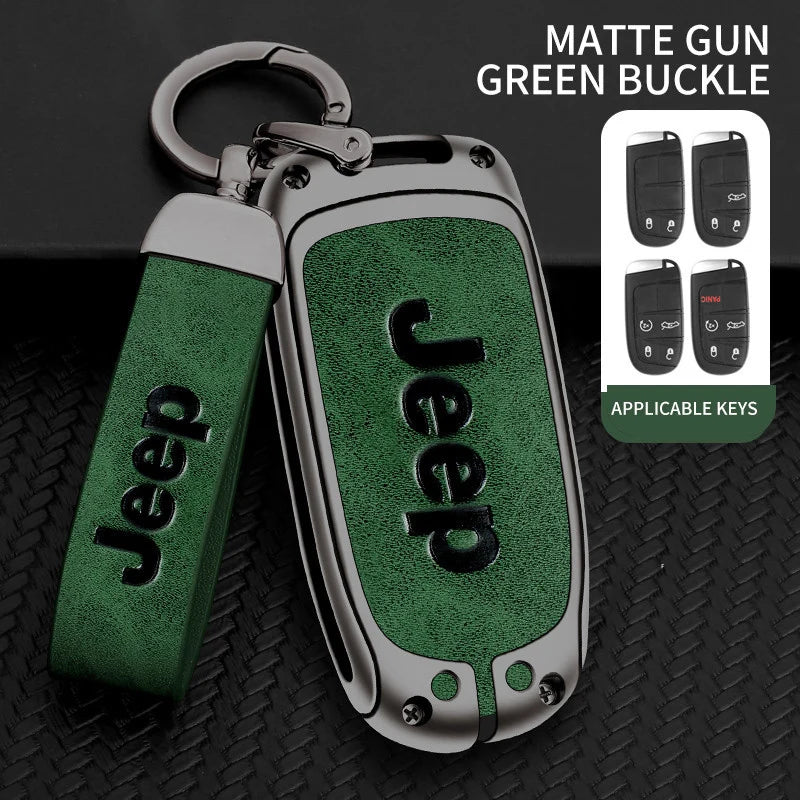 Coque de clé en alliage de zinc et cuir pour Jeep et Chrysler – Protection élégante et résistante