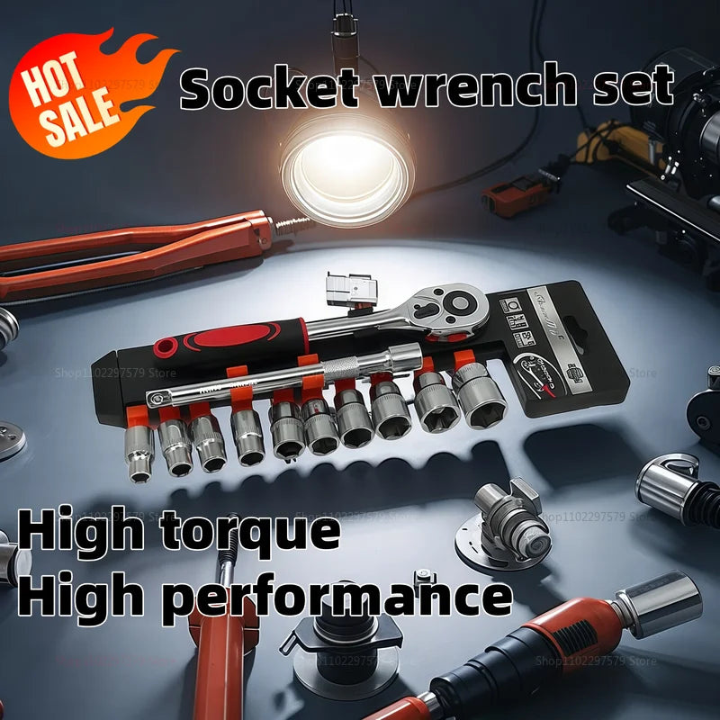 12 Pièces Set de Clés à Douille avec Cliquet Rapide 1/4"