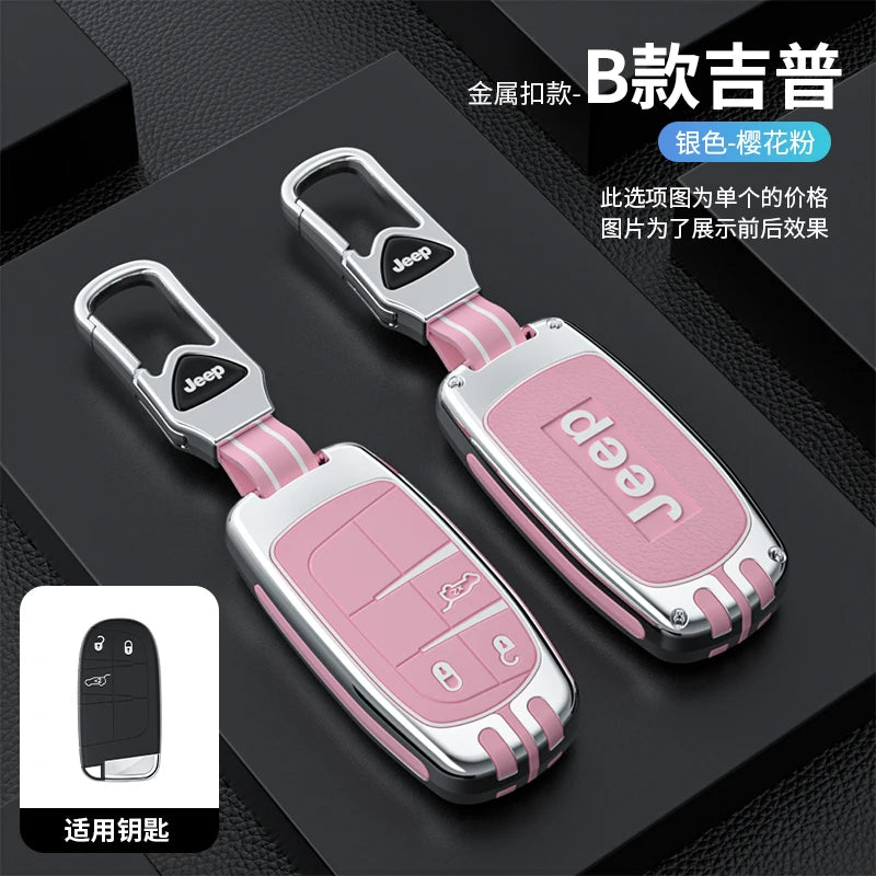 Coque de clé intelligente en alliage de zinc et silicone pour Jeep