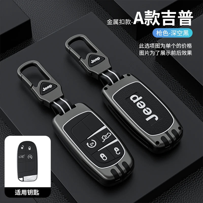Coque de clé intelligente en alliage de zinc et silicone pour Jeep