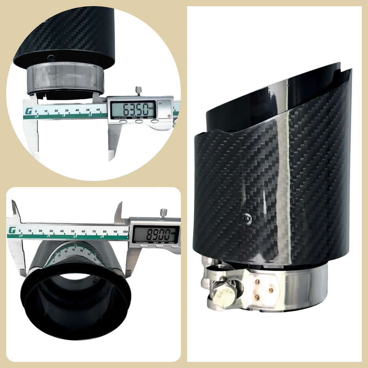 Embout d’échappement universel carbone et acier inox brillant