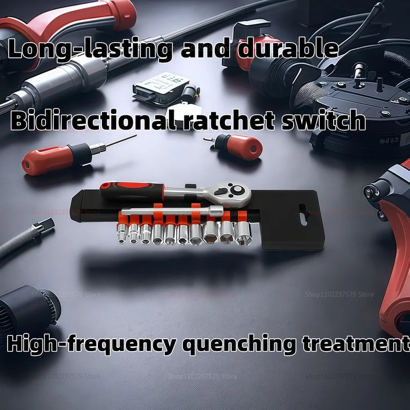 12 Pièces Set de Clés à Douille avec Cliquet Rapide 1/4"